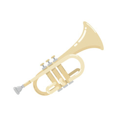 Obraz premium Golden brass trumpet musical instrument for jazz band performance or classical orchestra performance