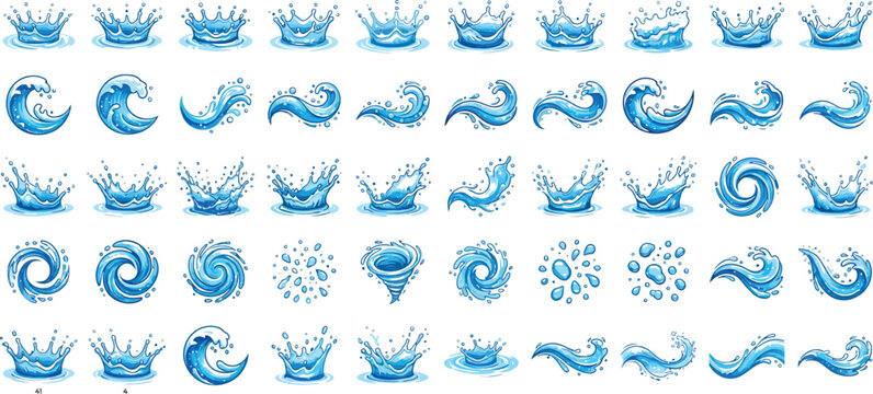 Water wave and crown splash designs