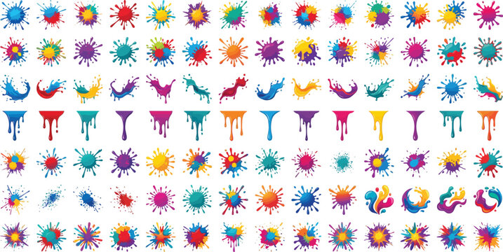 Colorful abstract splatter paint art explosion