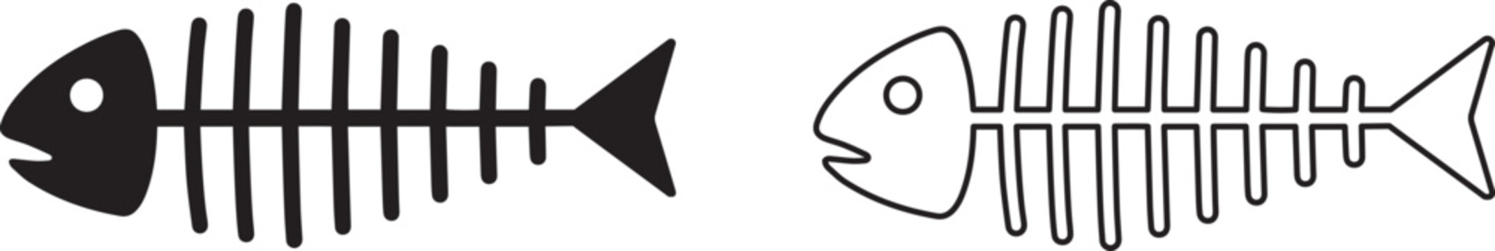 Fish skeleton icons set