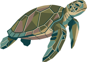 Geometric Sea Turtle Illustration © Anika