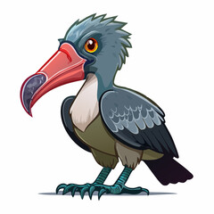 Obraz premium mascot of a shoebill bird with serious expression, thick beak, military-style stance vector