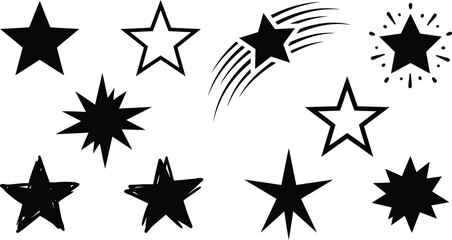 Collection of various black star shapes © MDZiaul