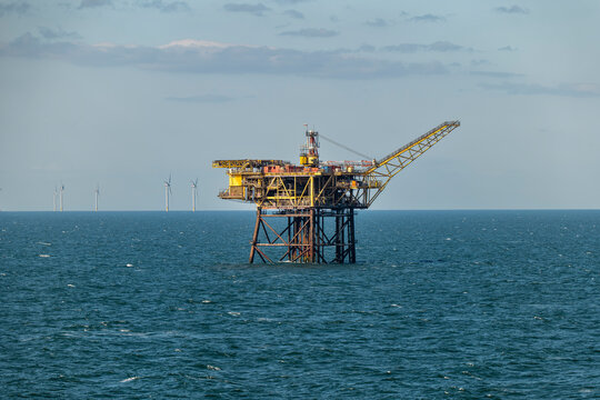 Offshore UK Gas Platform in the Irish Sea Between Heysham and the Isle of Man