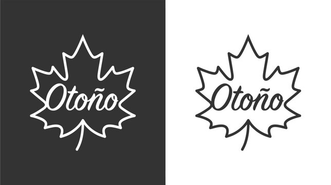 Oto o maple leaf logo design black and white versions