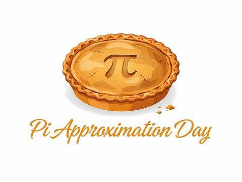 Pi approximation day illustration with a baked pie featuring the pi symbol isolated on white background