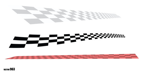 Obraz premium Checkered speed lines in gray, black, and red on white background