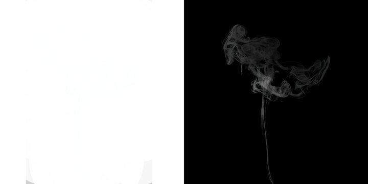 A thin, straight stream of smoke that flares out at the top into a soft, cloud-like puff.