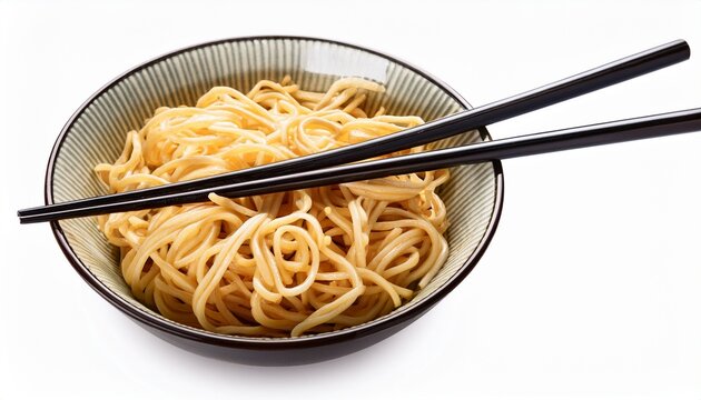 chopsticks and noodles isolated