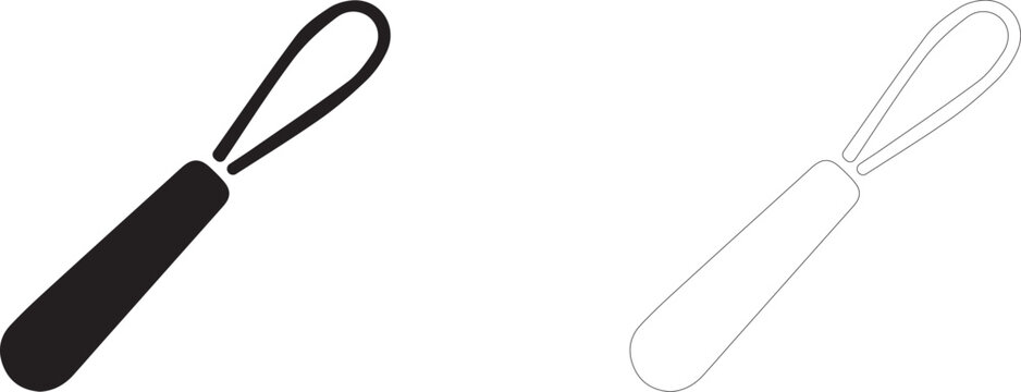 Sewing awl icon, hole punching tool symbol, leather marking hardware and pattern drafting.