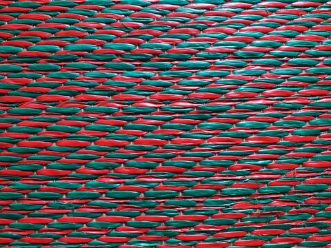 Red and green woven rattan texture background seamless pattern natural surface