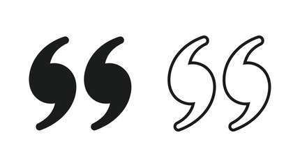 Fototapeta premium Quotation mark silhouettes and line drawing on white background