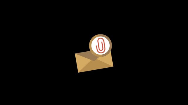Email attachment icon animation on an alpha channel background