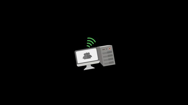 Computer sending data icon animation isolated on an alpha channel background 