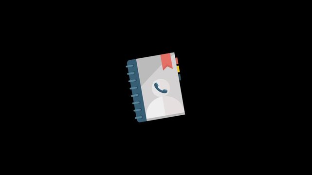 Contact directory icon animation isolated on an alpha channel background 