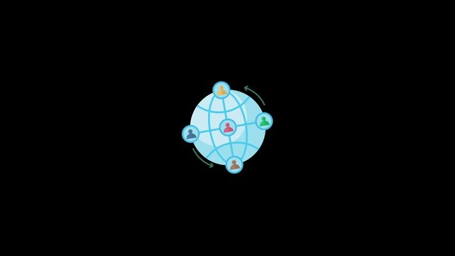 Global connection icon, networking with people isolated on an alpha channel background