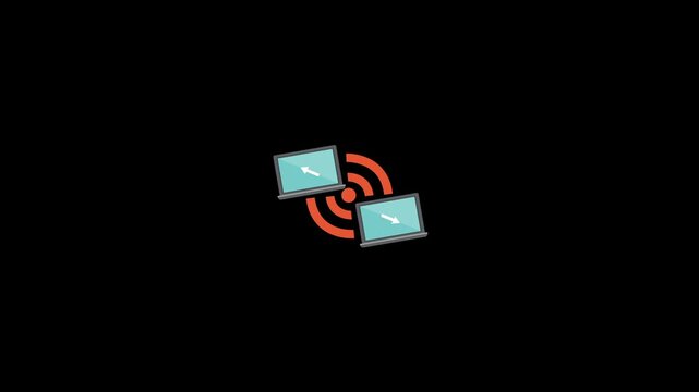 Hotspot icon, file sharing between two laptops isolated on an alpha channel 