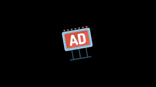 Ads billboard icon animation isolated on an alpha channel background