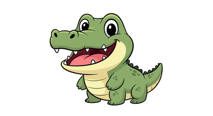 Fototapeta premium Cute Cartoon Green Crocodile Character Illustration for Kids Educational Materials and Friendly Animal Mascot Graphic Design Projects