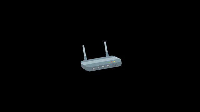 Wifi router icon animation isolated on an alpha channel background