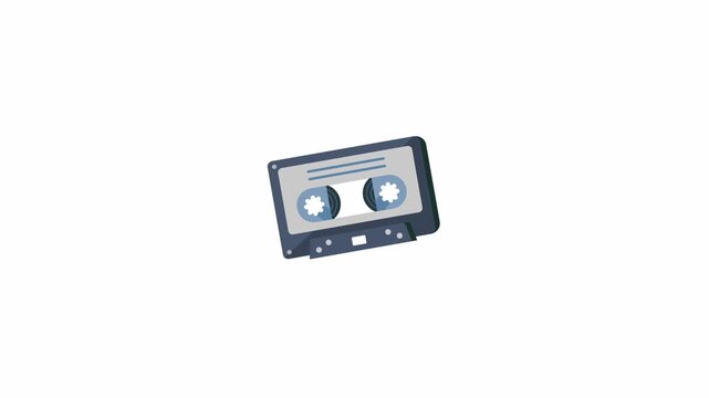 Retro cassette icon animation on an alpha channel background
