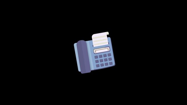 Fax machine icon animation isolated on an alpha channel background