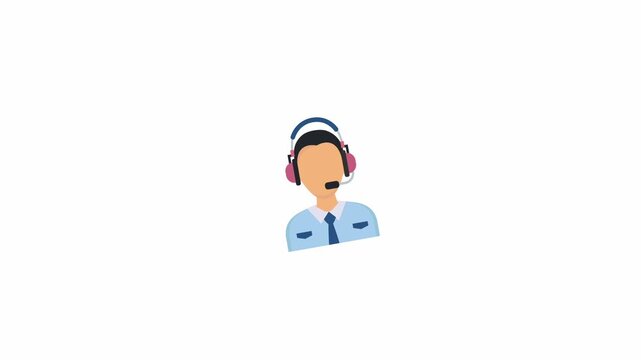 Customer care agent icon animation isolated on an alpha channel background