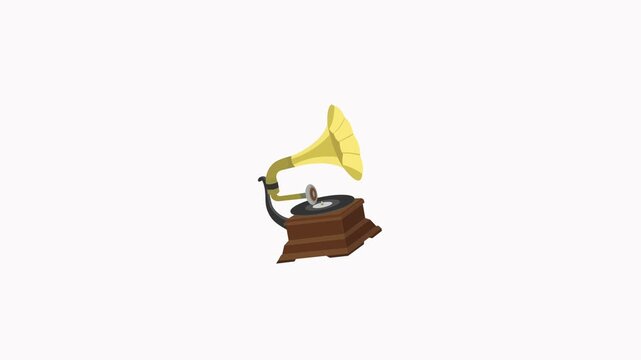 Old music player phonograph icon animation isolated on an alpha channel background