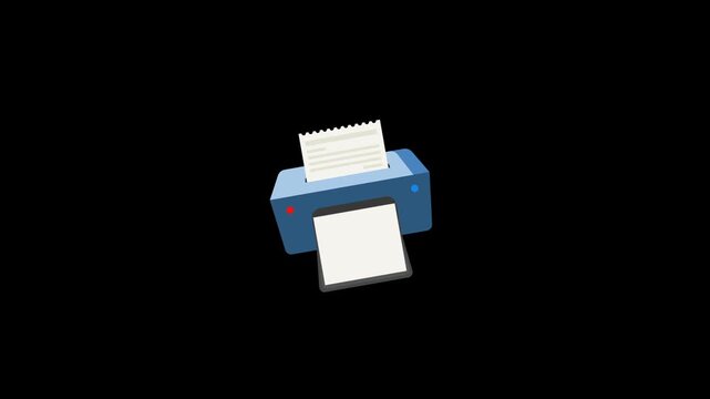 Printer animated icon isolated on an alpha channel background