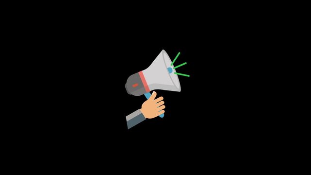 Voice speaker announcement icon animation isolated on an alpha channel background