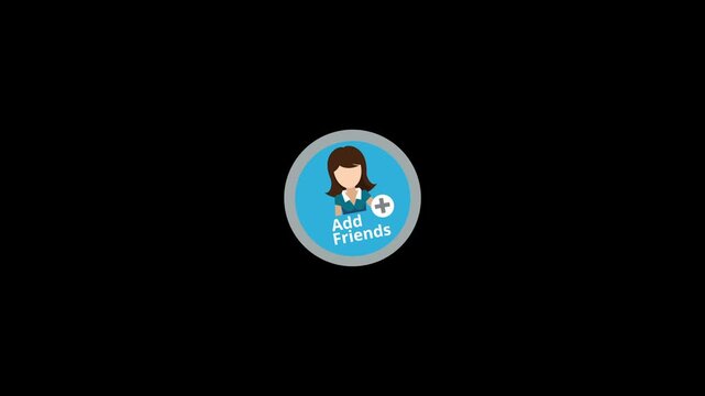 Add friend social media icon animation isolated on an alpha channel background