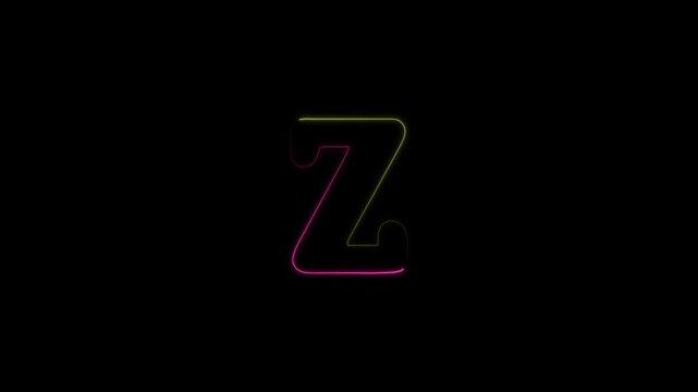 Alphabet word z animation . glowing letter logo icon animated.