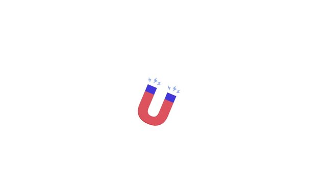 Magnet icon with connecting people animated screen for social media promotion