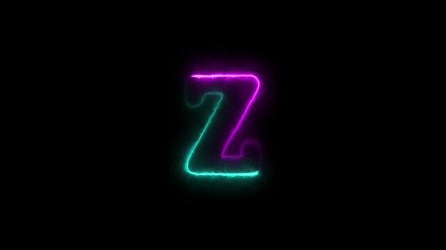 Alphabet word z animation . glowing letter logo icon animated.