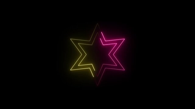 Star of David Neon Seamless Loop 4K Black Background Animated Promotional Typography for Video Editing