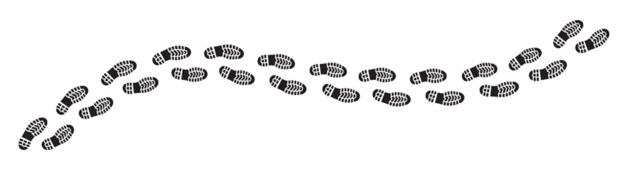 Pedestrian Footprint Icons Vector Set for Walking Paths and Navigation Maps