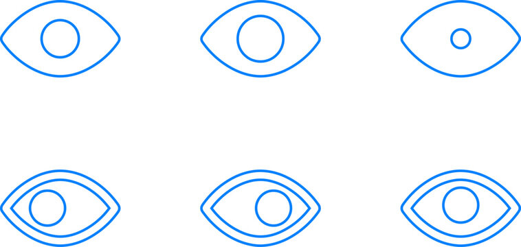 Set of stylized eye icons in various shapes and designs