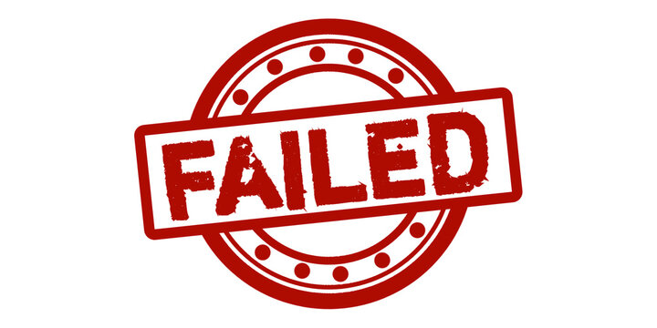 Failed Rubber Stamp Seal Vector Illustration &ndash; Red Grunge Failed Badge, Rejected Status Mark, Official Error Warning Label
