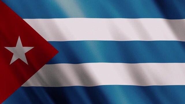 Cuban flag waving close up - realistic 3D loop for Latin American Caribbean and political content