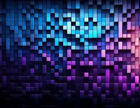 abstract gradient of dark black to vibrant blue and purple squares