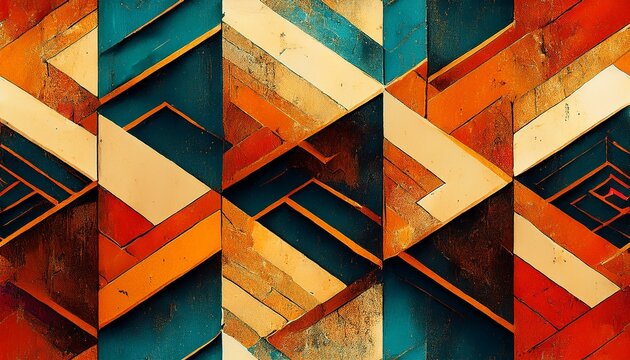 abstract geometric pattern with cracked texture and grunge effect