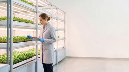 Fototapeta premium Indoor vertical farming facility utilizing hydroponic technology for sustainable agriculture
