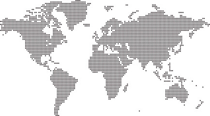 Fototapeta premium Dotted World Map Vector, Dark Gray Halftone Pattern Earth Map, Abstract Global Graphic