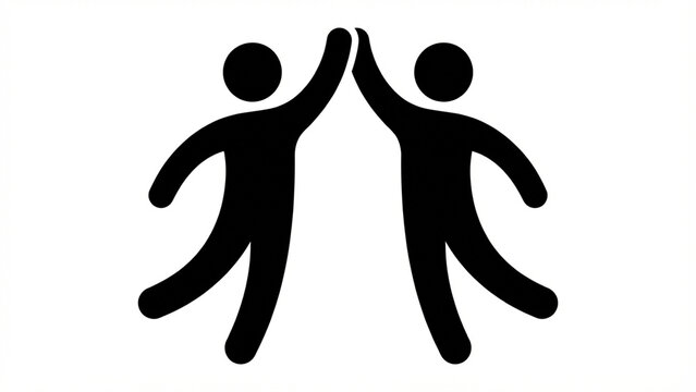 Minimalist high five icon illustrating teamwork and success for business communication with teamwork, collaboration