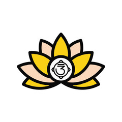 Fototapeta premium Stylized yellow lotus flower yoga and meditation icon