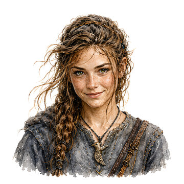 L&auml;chelnde junge Frau im mittelalterlichen Fantasy Gewand