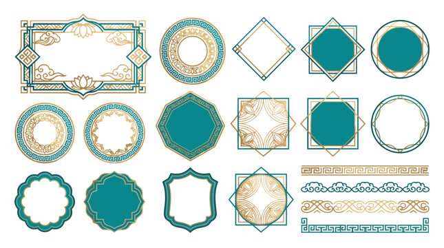 Collection of elegant vintage decorative frames and borders in various shapes and styles