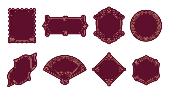 Set of vintage ornate picture frames in various shapes and sizes for decoration or display