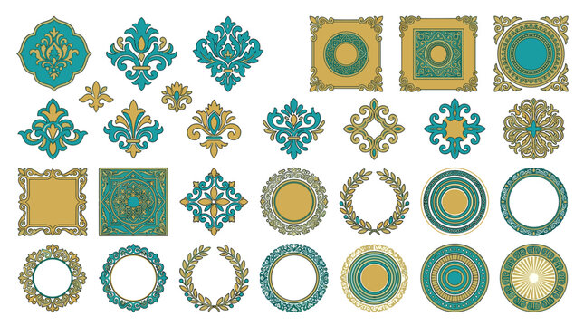 Collection of ornate vintage decorative tiles with intricate patterns and vibrant colors