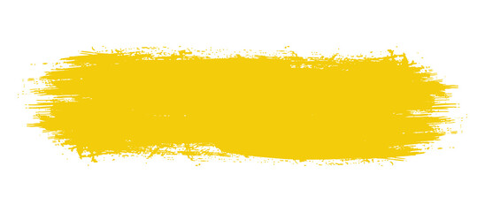 Yellow brush stroke with textured edges on a pure white background © konok3001